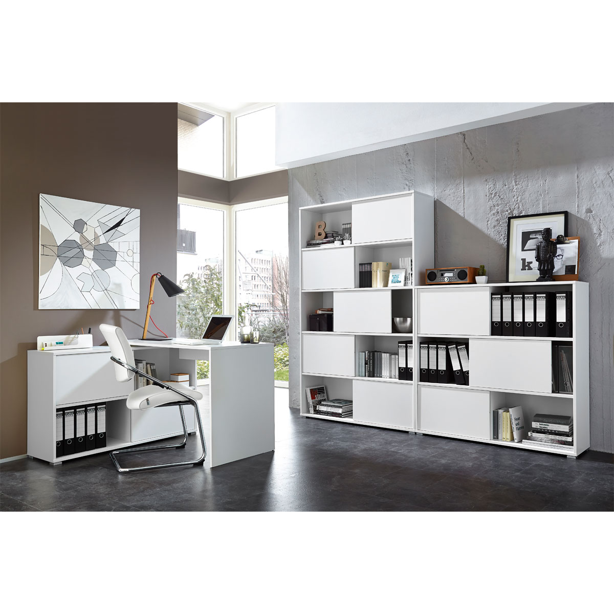 Schiebetürregal 120 x 119 x 35 cm anthrazit/Sonoma Eiche Bild 8