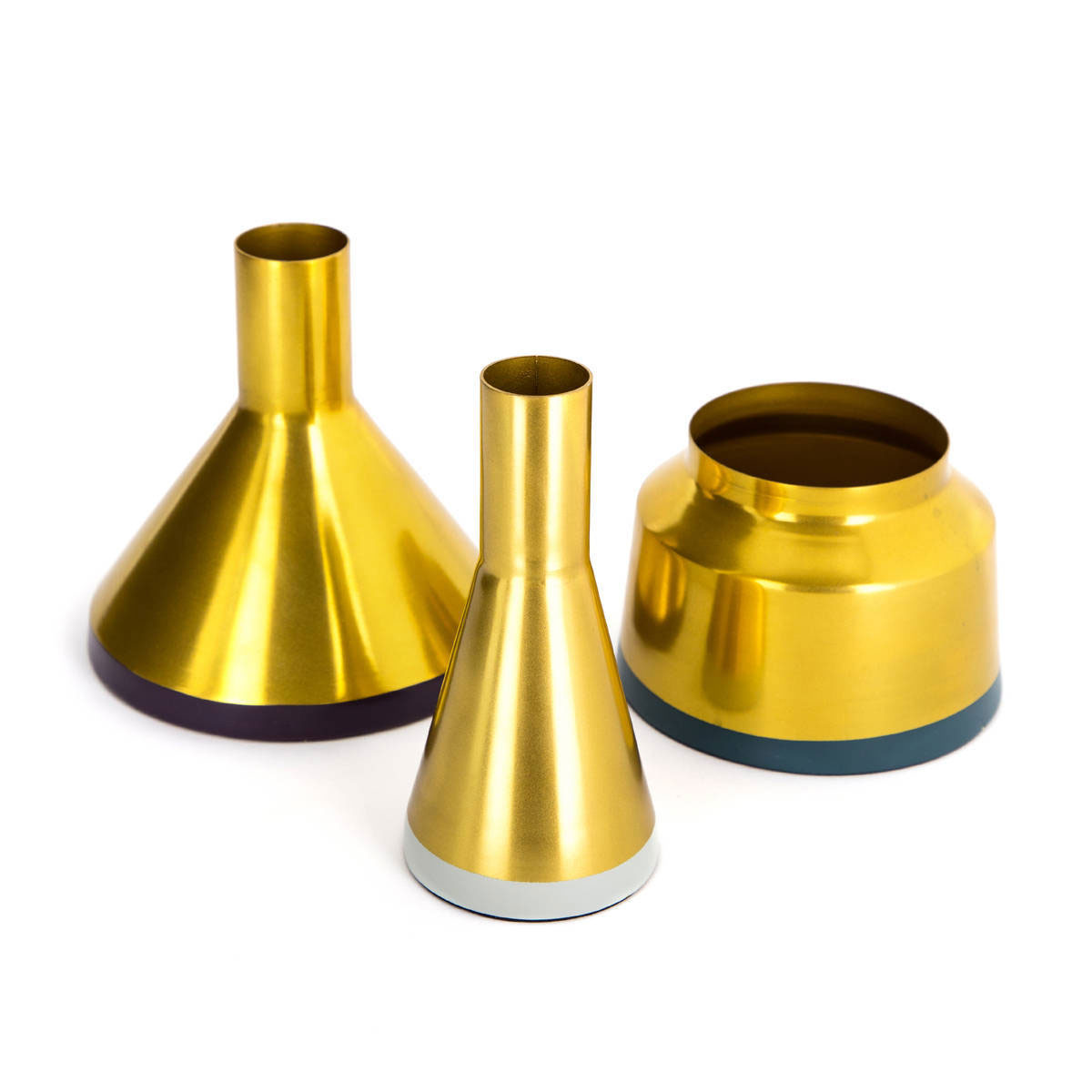 Vasen „Culture 180“, 3er-Set, gold/pflaume/hellgrau/petrol