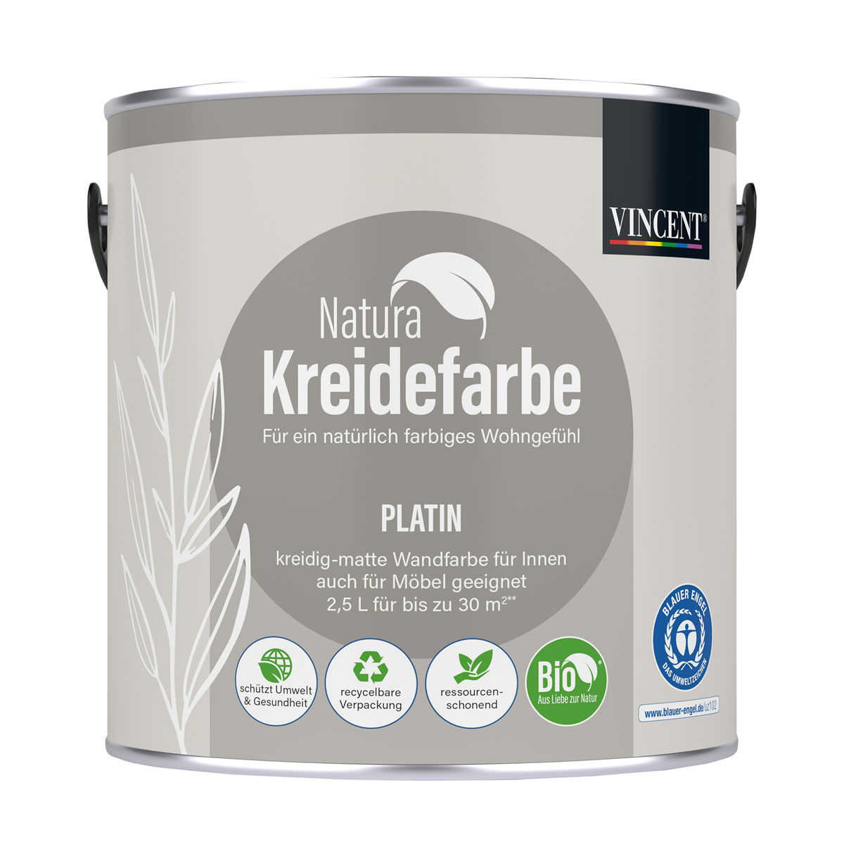 Vincent  Natura Kreidefarbe Platin matt 2,5 L