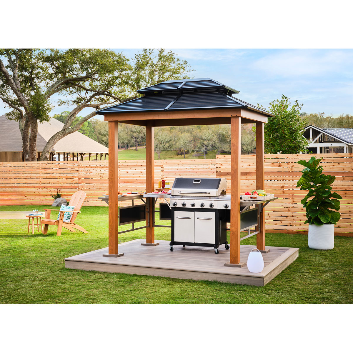 Sojag Pavillon BBQ Maui 158x249x278cm Holzoptik Bild 2