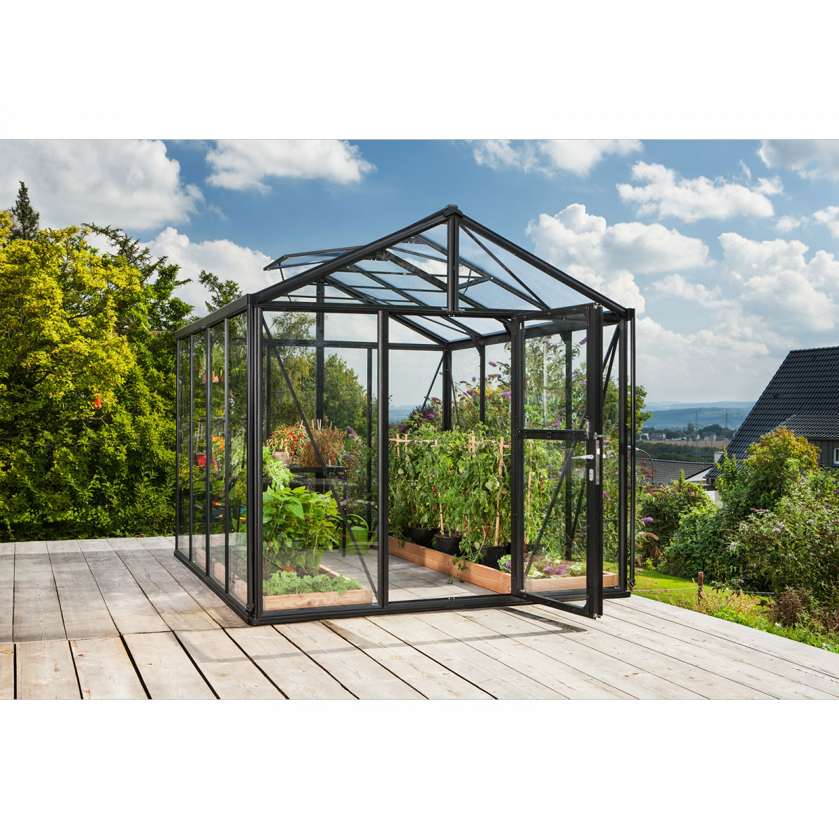 Vitavia Gewächshaus Zeus 8100 ESG 8,1m² 3 mm Einscheibensicherheitsglas schwarz