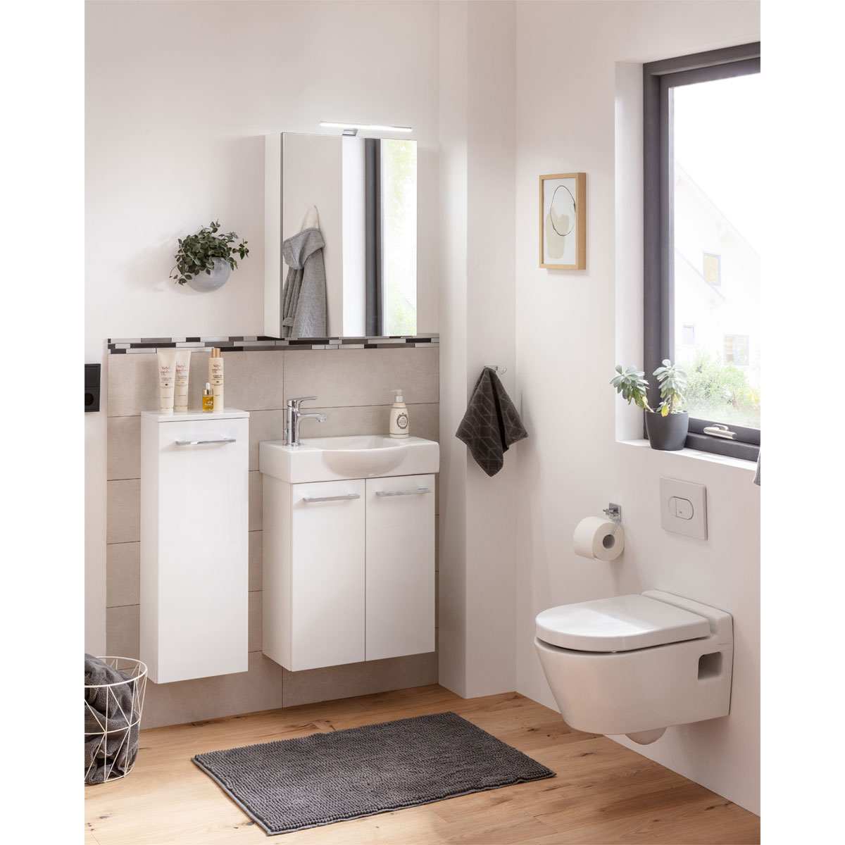 Fackelmann  Gäste-WC Midischrank slim SBC 302 x 826 x 170 mm Weiß Bild 4