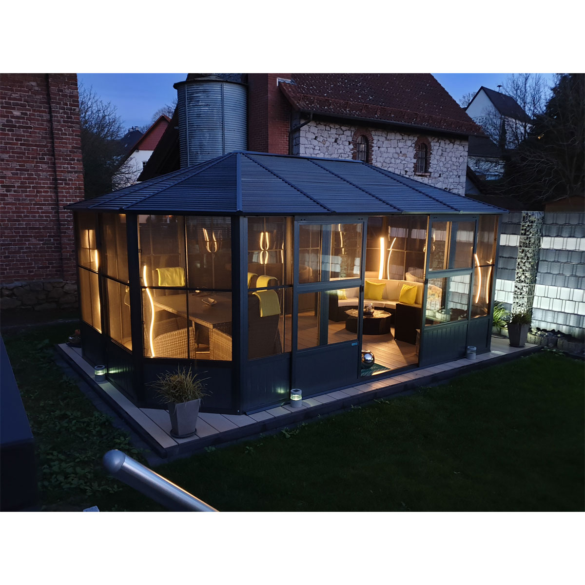 Sojag Pavillon Kaltwintergarten Charleston 1215 383,6x488,6x280,89cm Anthrazit Bild 5