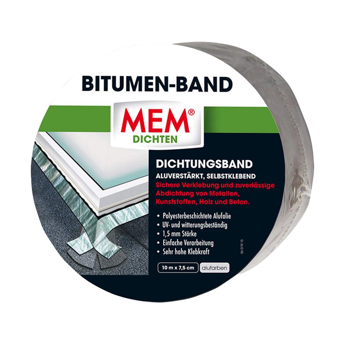 MEM Bitumen-Dichtband 1000 cmx7,5 cm selbstklebend alukaschiert