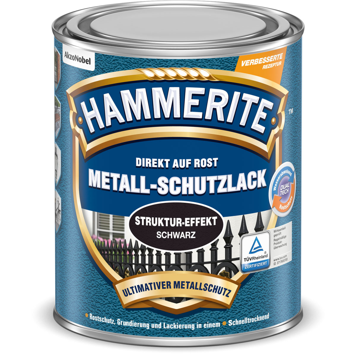 Hammerite Metallschutzlack struktur-Effekt schwarz 250 ml Bild 1