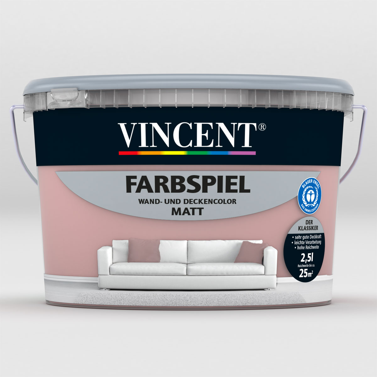 Vincent Wand- und Deckenfarbe Farbspiel altrosa matt 2,5 L Vincent Wand- und Deckenfarbe Farbspiel altrosa matt 2,5 L