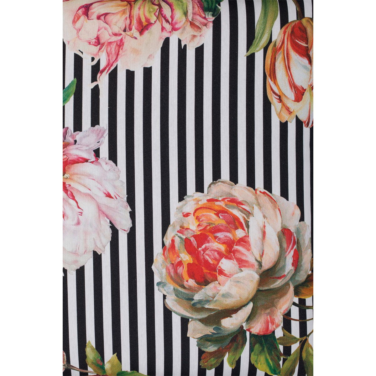 Saumauflage Toronto BE129 Hochlehner rosé/pinke Pfingstrosen auf schwarz-weißen Streifen Bild 5