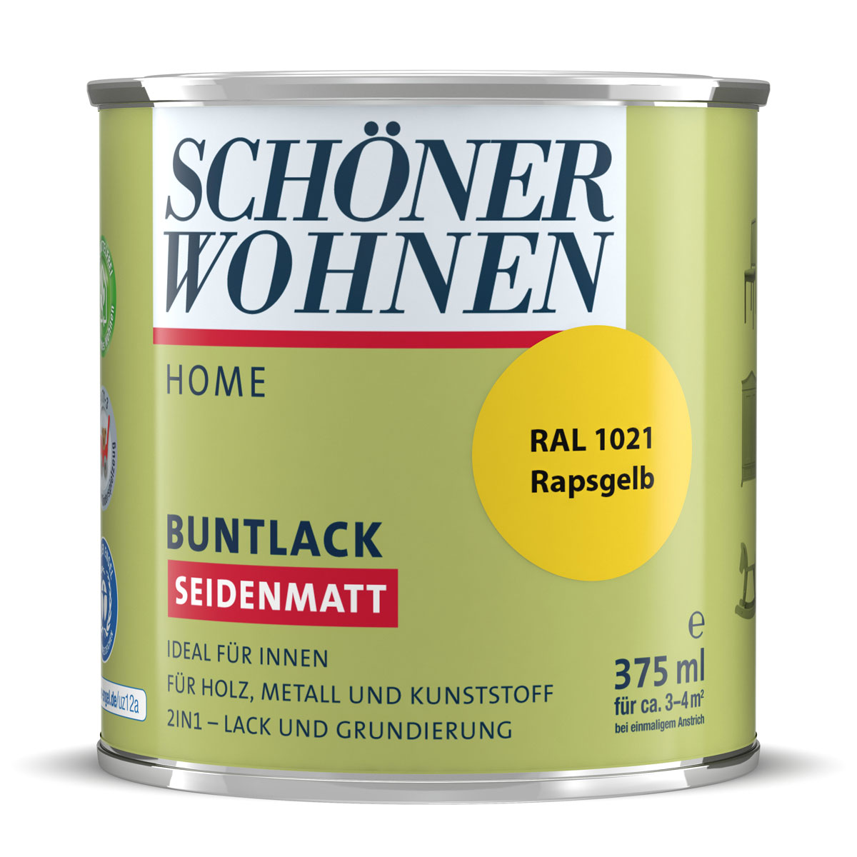 Schöner Wohnen Farbe Buntlack Home rapsgelb seidenmatt 375 ml