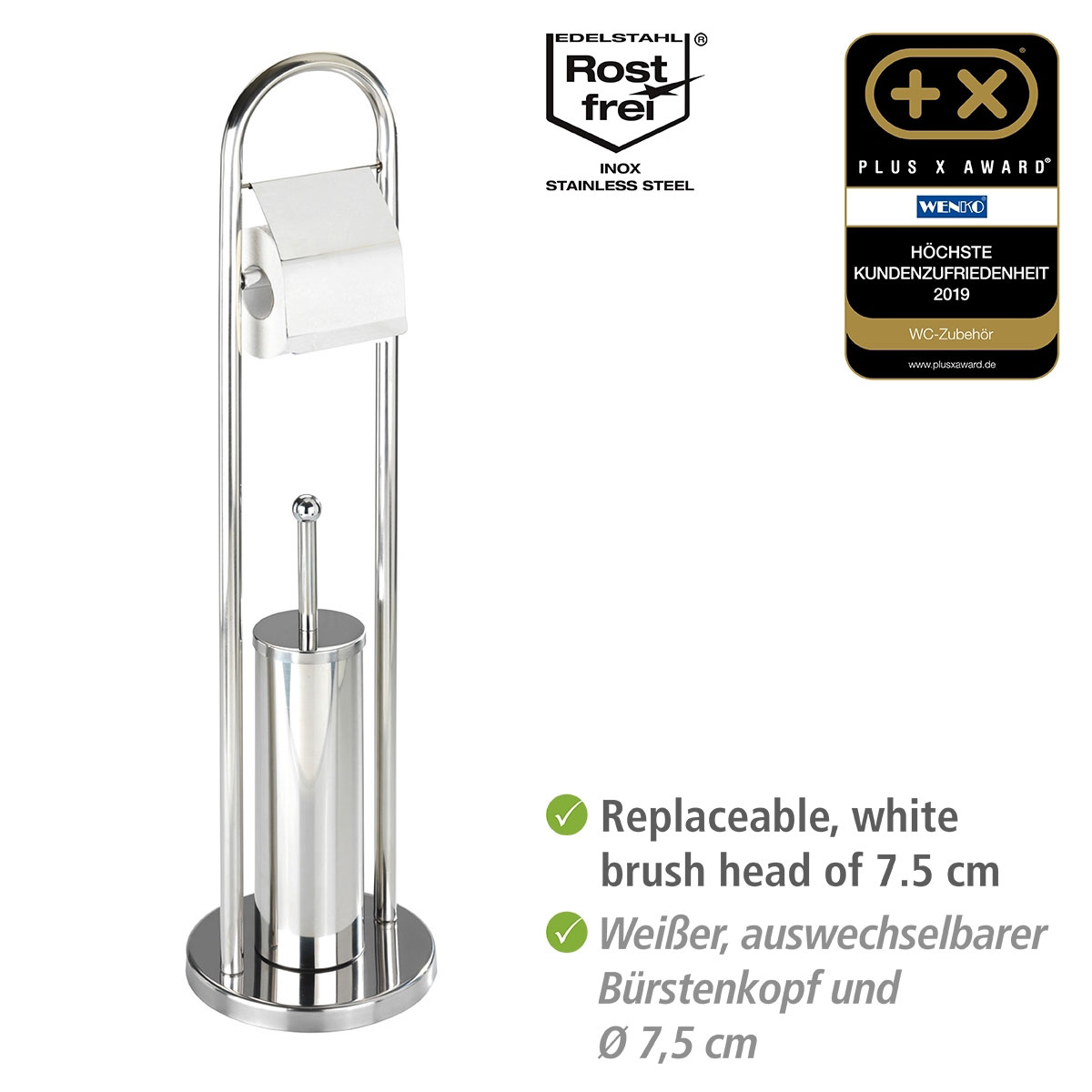 Wenko  Exclusiv Stand WC-Garnitur Vasto Edelstahl rostfrei Bild 3