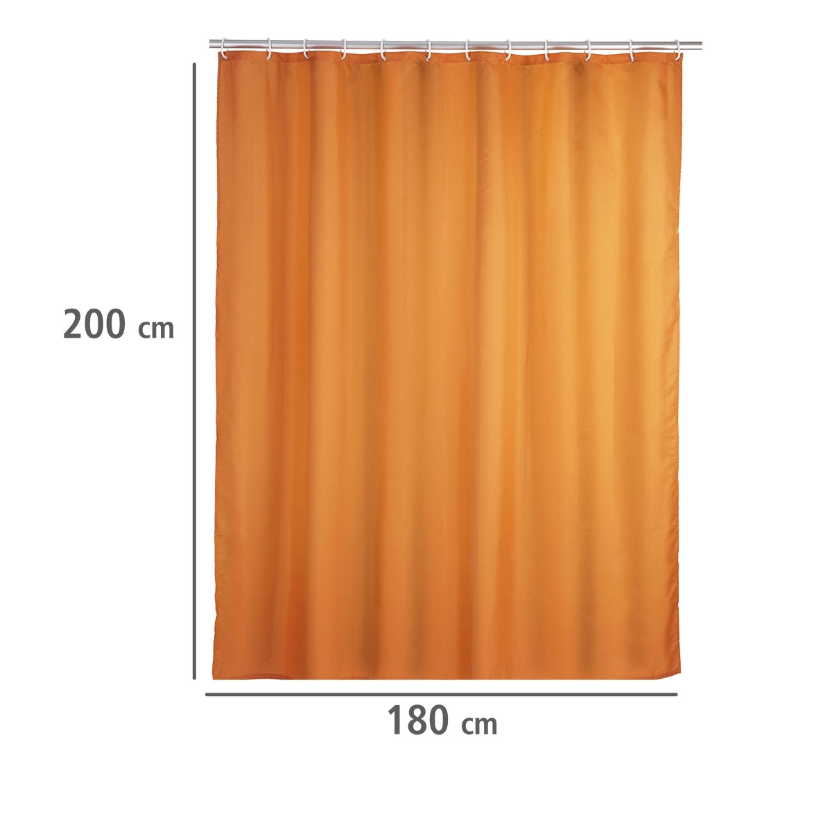 Wenko  Anti-Schimmel Duschvorhang Uni Orange Textil Polyester 180 x 200 cm waschbar Bild 5