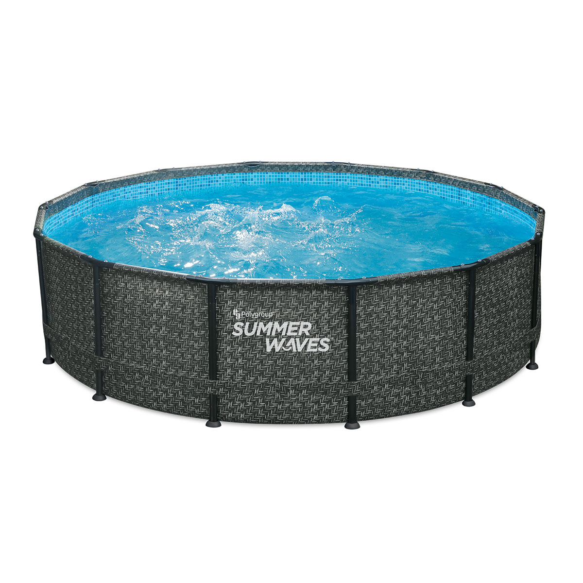 Summer Waves Elite Frame Pool 427x427x107cm Rattan Grau
