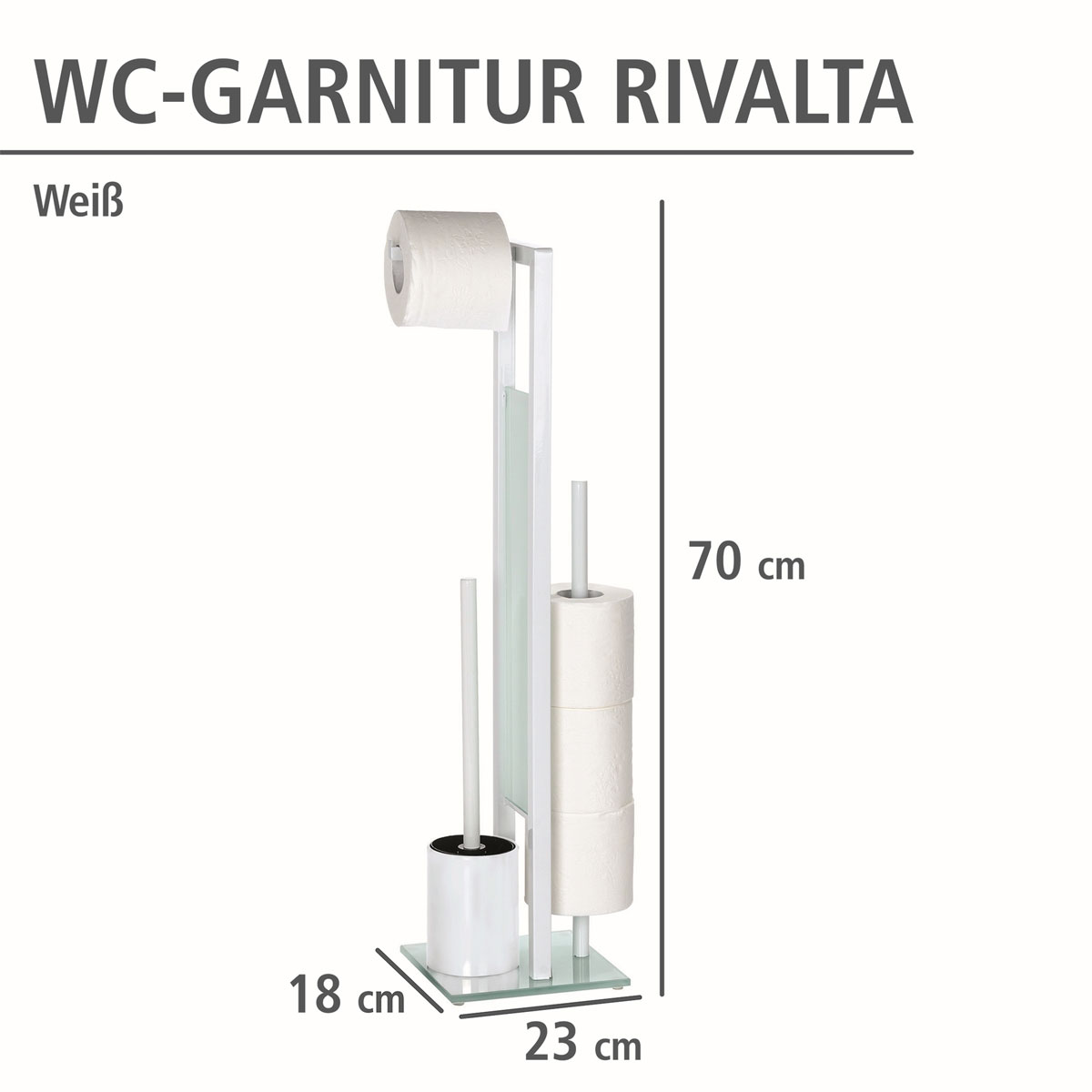 Wenko  Stand WC-Garnitur Rivalta Weiß integrierter Toilettenpapierhalter und WC-Bürstenhalter Bild 4