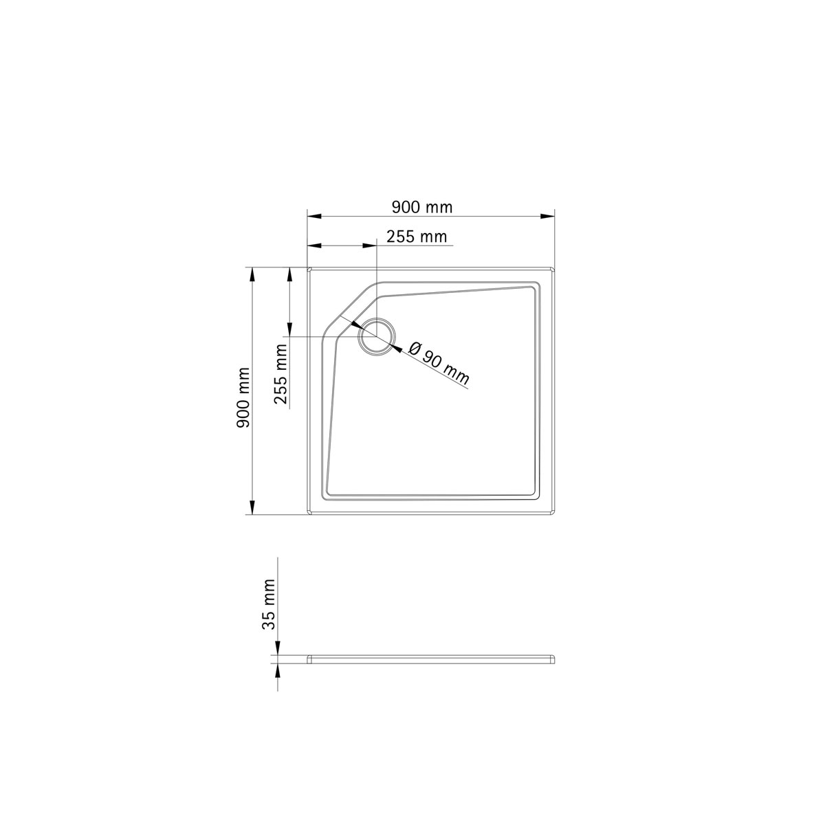 Schulte Duschwanne Quadrat extra-flach 90 x 90 alpinweiß Bild 3
