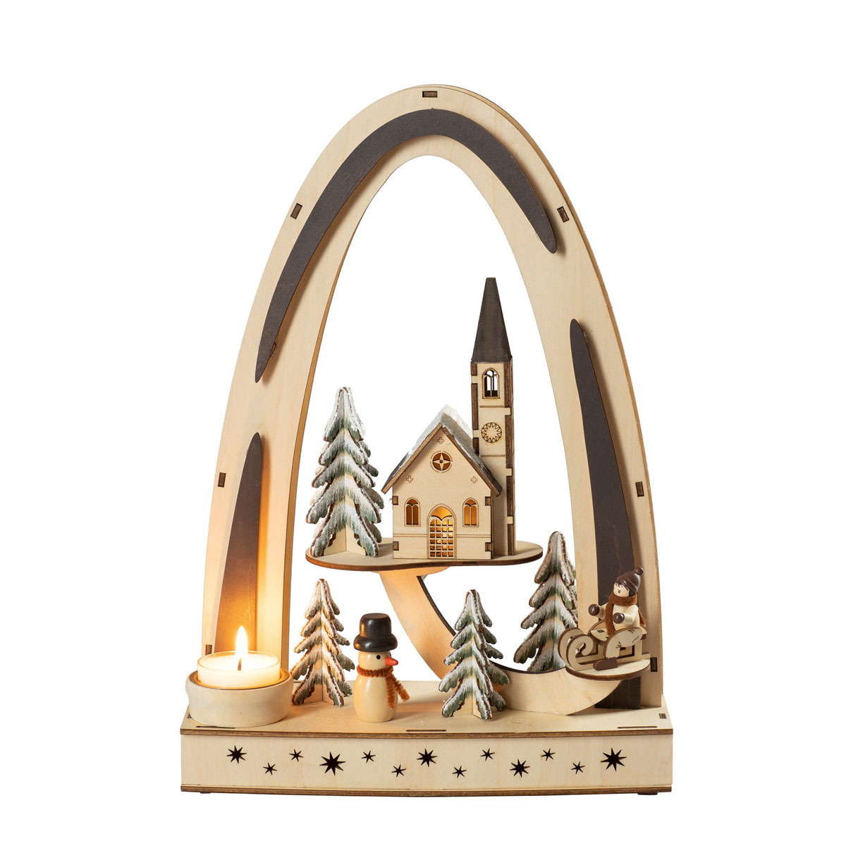 LED-Lichterbogen Waldhaus u Winterkind Bild 1