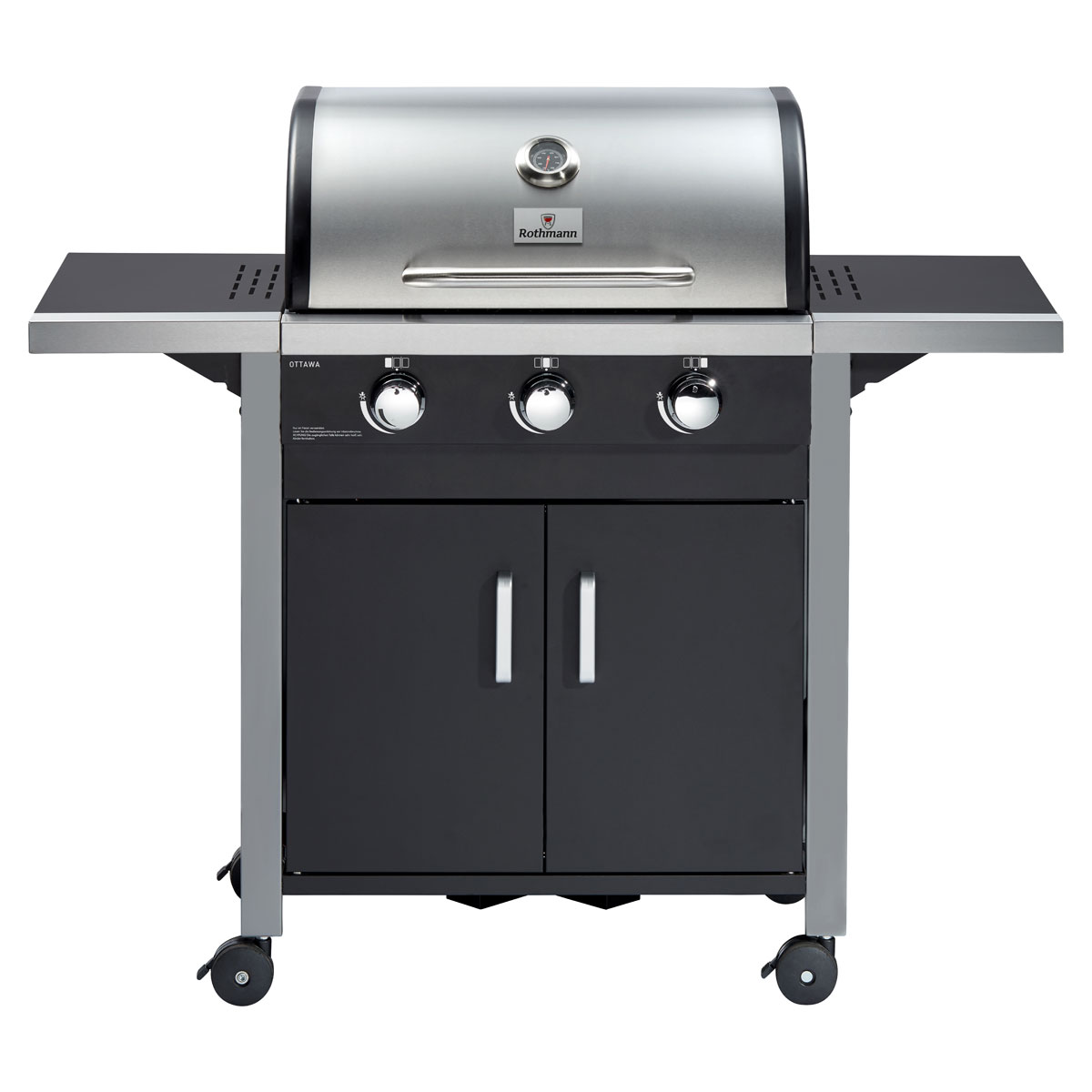 Rothmann Gasgrillwagen Ottawa 3 Brenner je 3,2 kW gusseisernes Grillrost