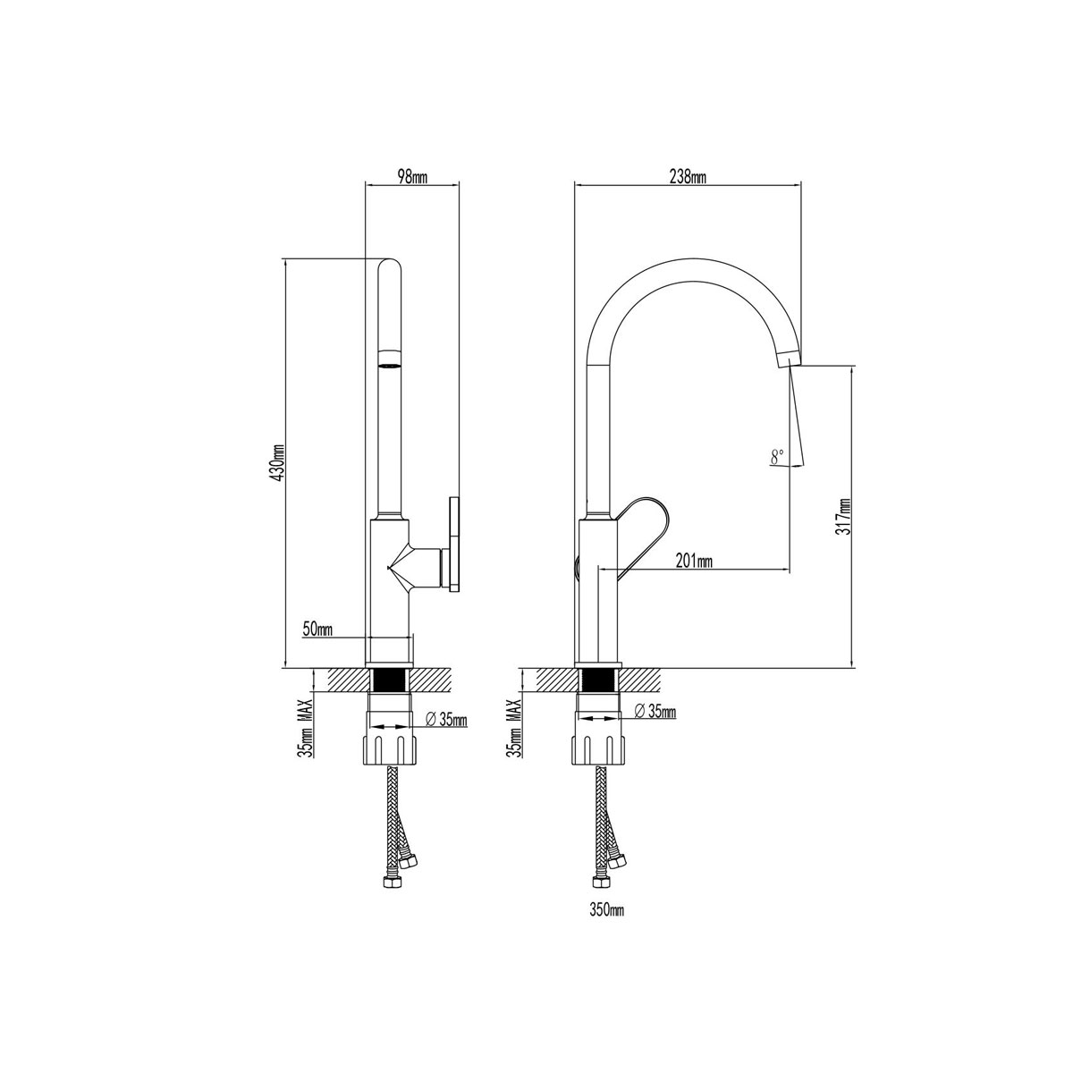 Valblue Spültischarmatur Milano chrom schwarz Bild 4