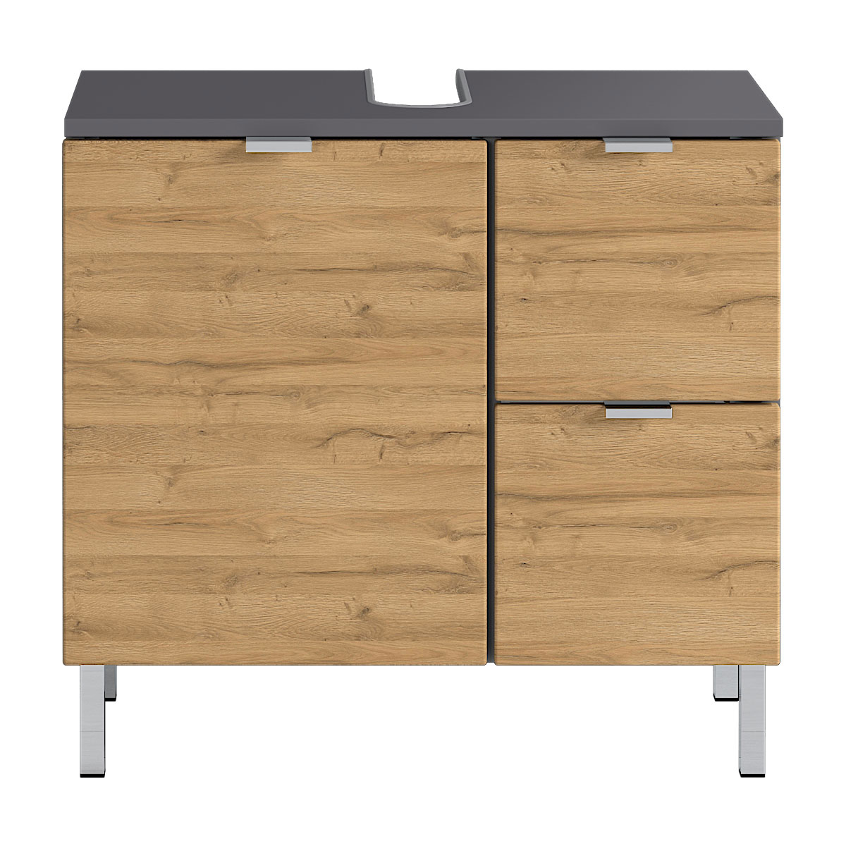 Waschbeckenunterschrank Maureen 2 Schubkästen 60 x 56 x 34 cm graphit/Grandson-Eiche-Nachbildung