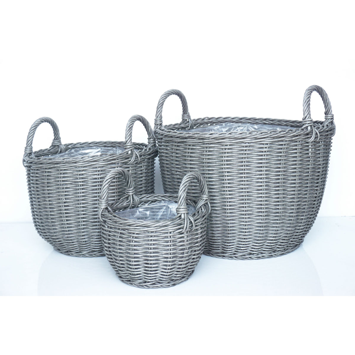 Haveson Pflanzkorb Salix M Durchmesser 31 x 32 cm dunklegrau Bild 2