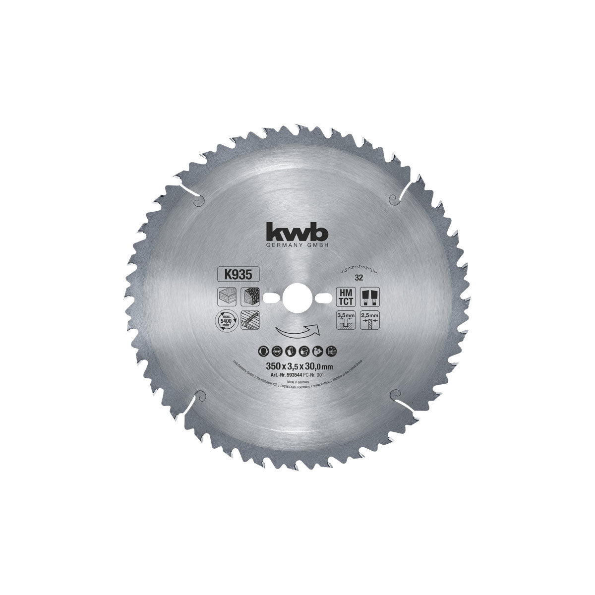 kwb Bauholz-Kreissägeblätter für Bau- und Tischkreissägen Durchmesser 350x30 mm