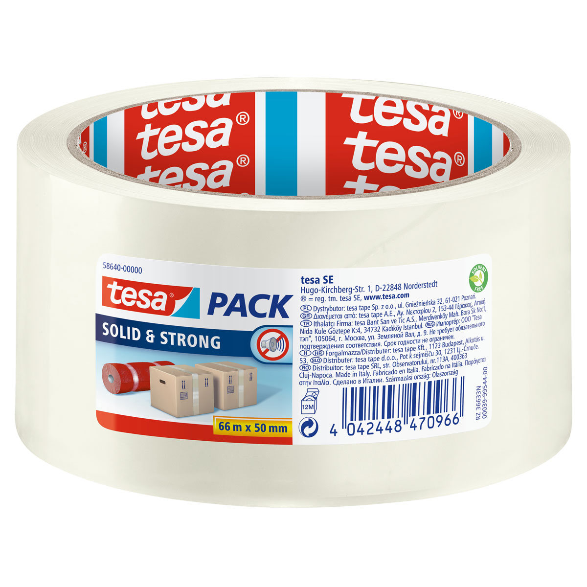 Tesa Paketband Solid und Strong 66m x 50 mm transparent