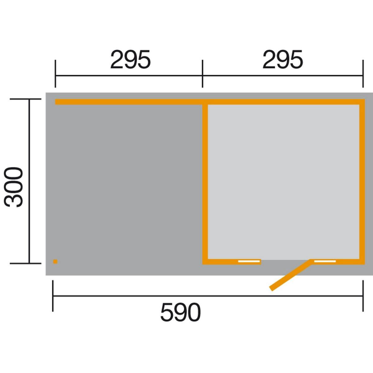 Weka Gartenhaus Panorama 172 Größe 1/2 Anbau 300 cm 590 x 290 x 216 cm Bild 2