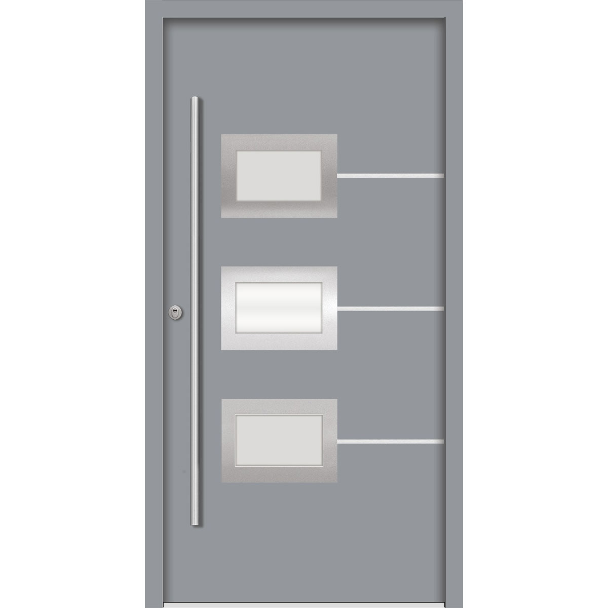 SplenDoor Premium-Haustür Passivedoor Bergen RC2 energiesparend einbruchsicher grau 110 x 210 cm links
