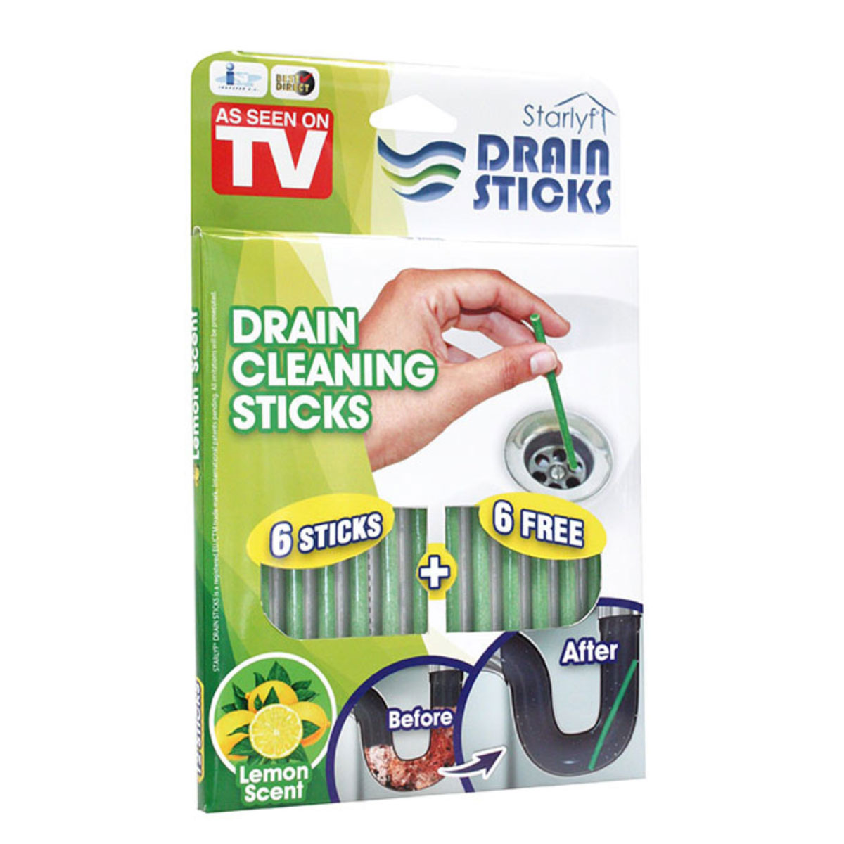 Starlyf Abflussreiniger Stäbchen Drain Sticks 12 Stück Zitronenduft Bild 5
