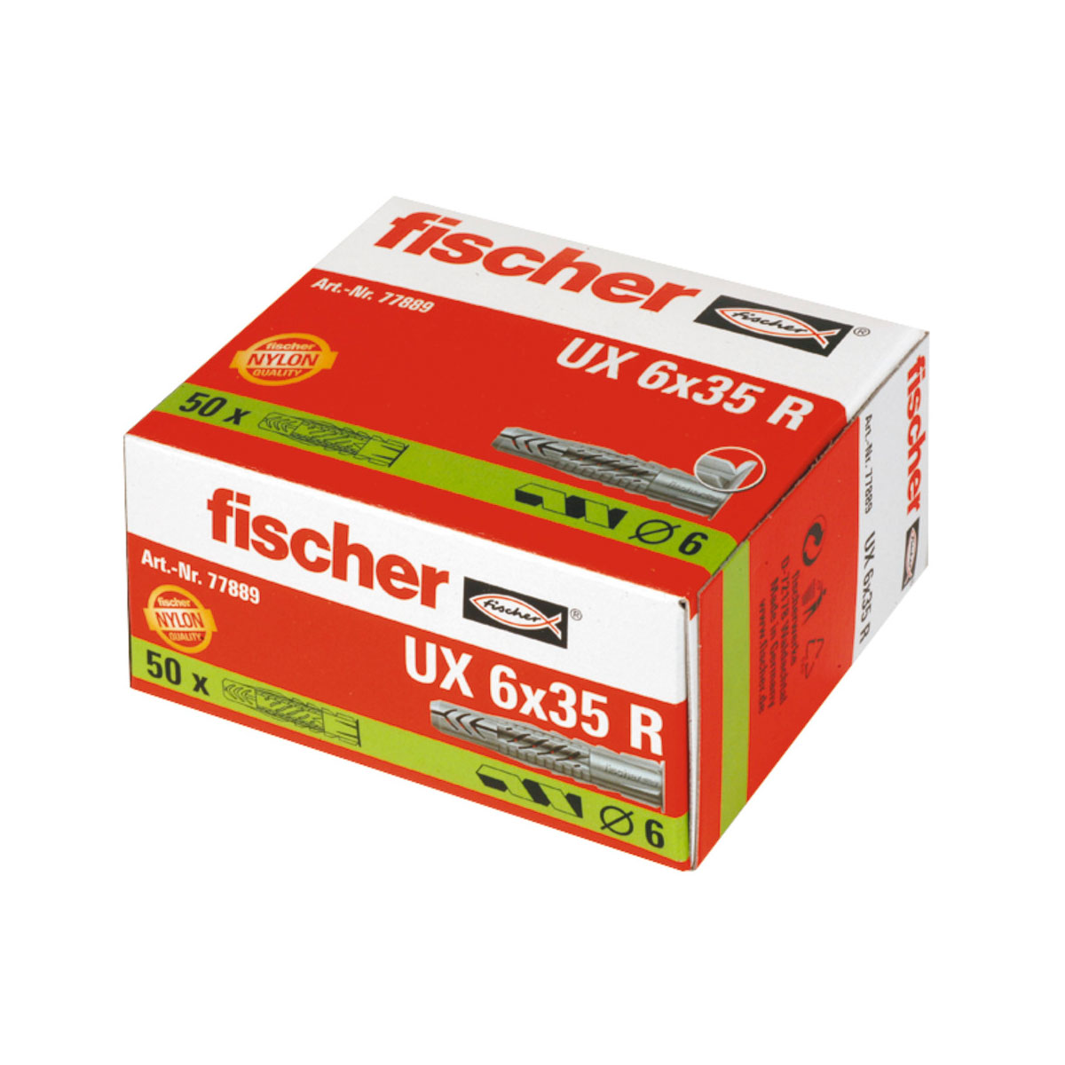 Fischer  Universaldübel UX 6 x 35 mm mit Rand 50 Stück Fischer  Universaldübel UX 6 x 35 mm mit Rand 50 Stück