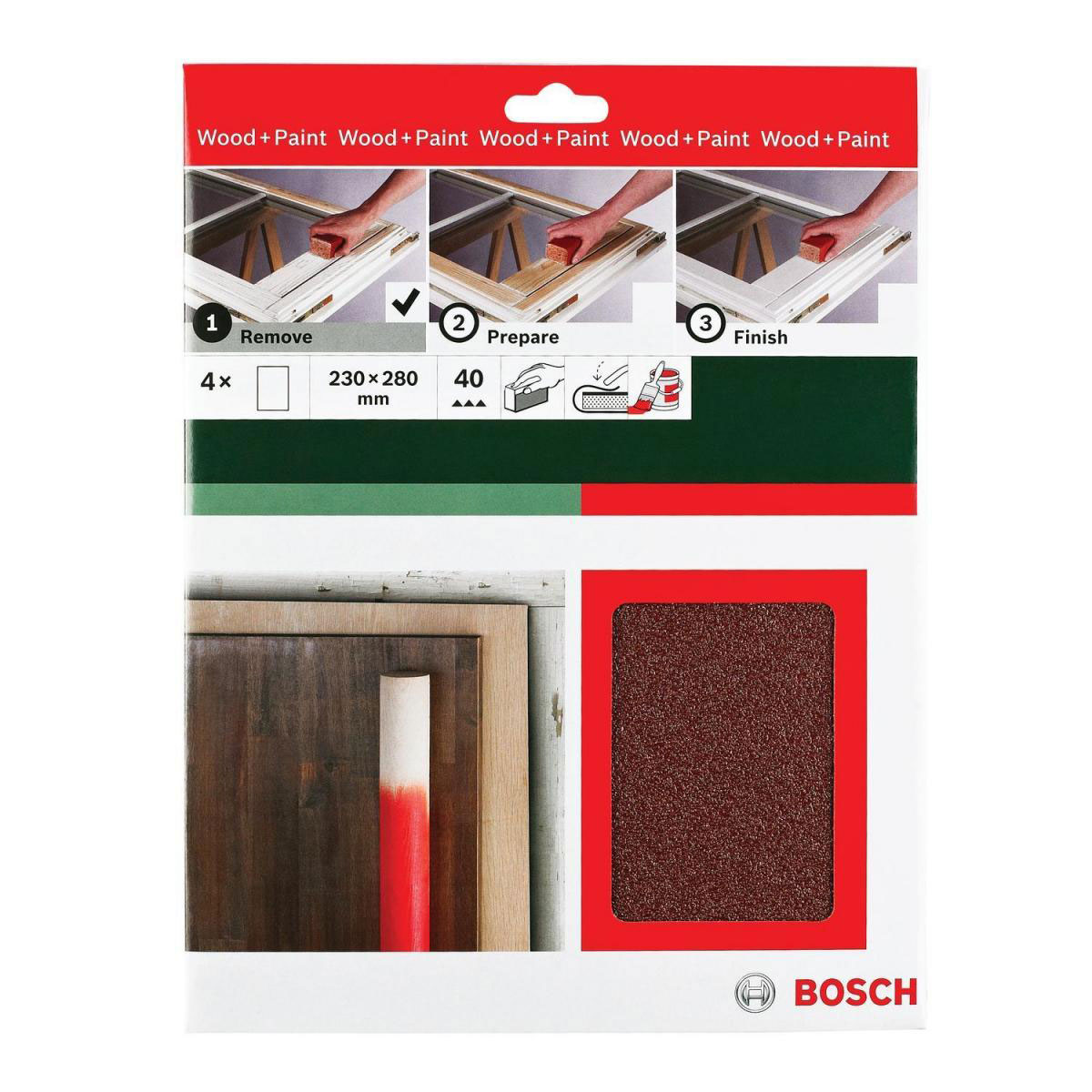 Bosch  DIY Handschleif-Set 230 x 280 mm 2xK60K120K240 6- teilig rot Bild 4