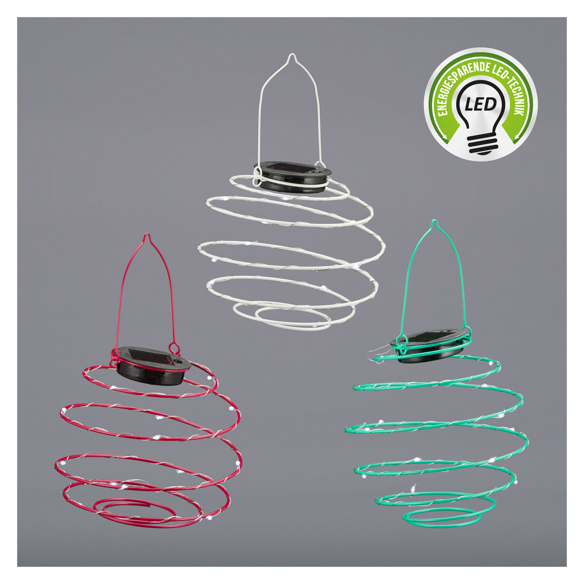 LED-Solar-Leuchtspirale 17 cm mehrfarbig