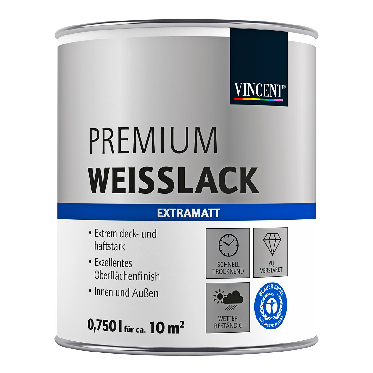 Vincent Premium Weißlack RAL 9001 Cremeweiß extramatt 750 ml