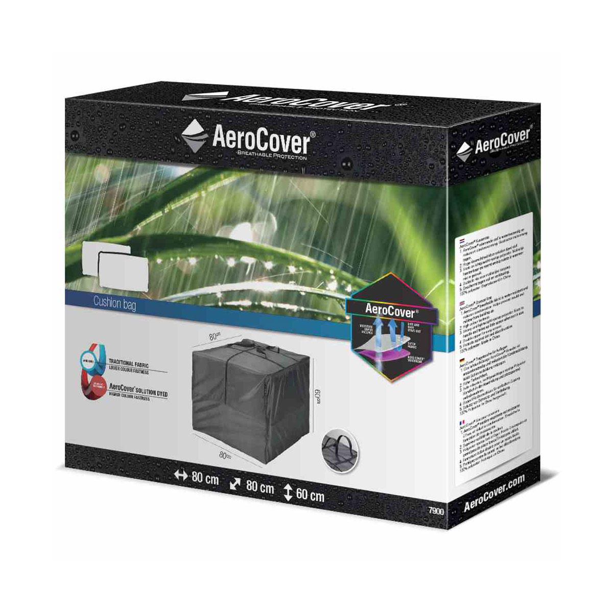 AeroCover Kissen-Schutz-Tasche für Loungekissen 80 x 80 x 56 cm anthrazit zur Indoor-Nutzung