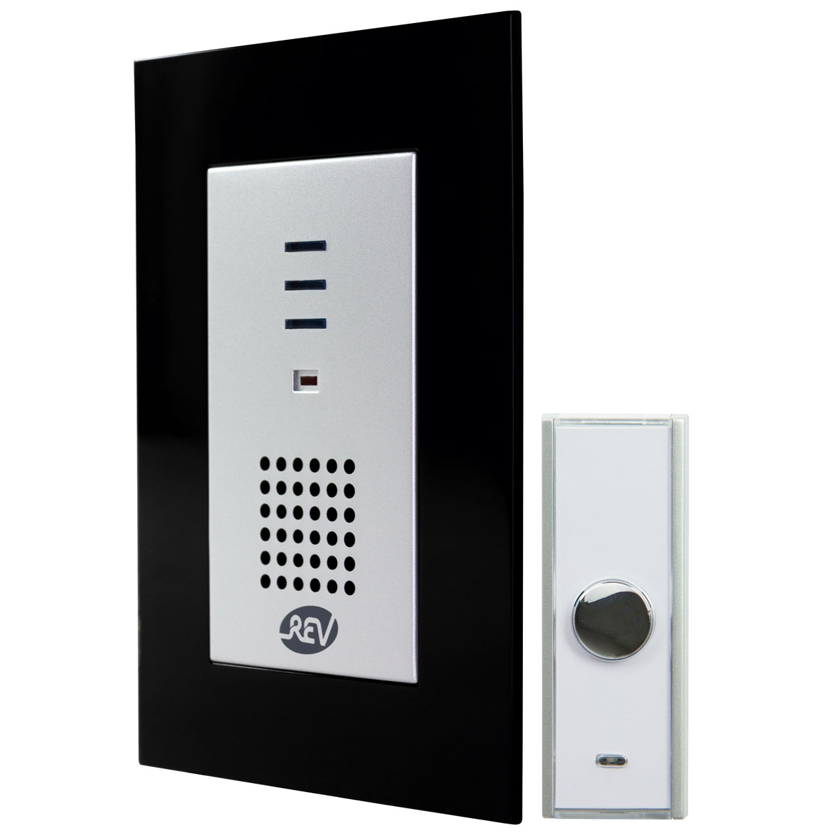 REV Ritter  Funk-Gong mit Taster Design mit 3 blauen LED 8 Melodien 100m sw-si Bild 1