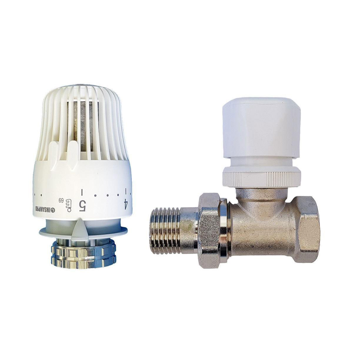 Set Thermostatventil 1/2" Durchgang und Thermostatkopf