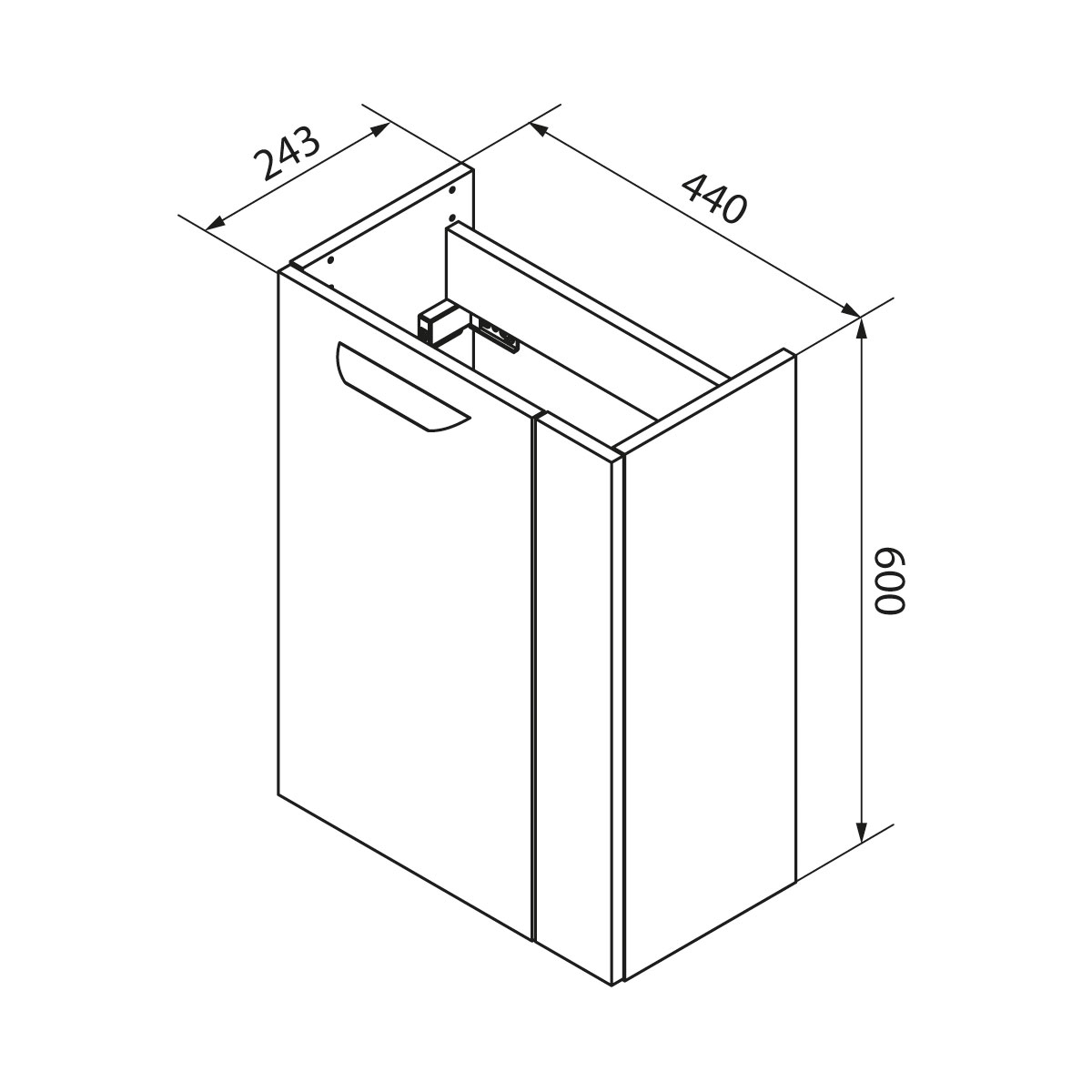Fackelmann  Gäste-WC Waschtischunterschrank links SBC 440 x 600 x 243 mm Steinesche Bild 9