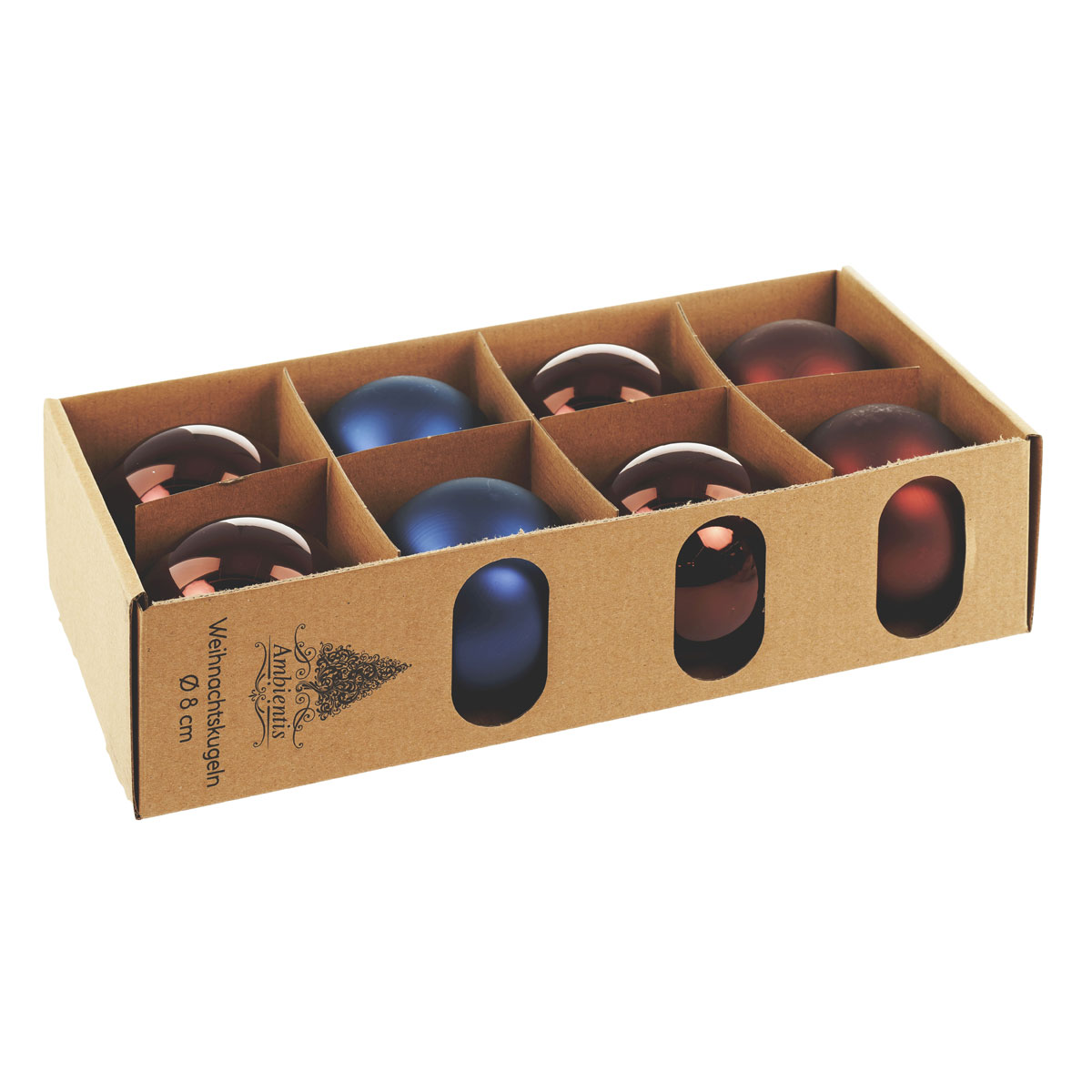 Ambientis Glaskugeln 8 cm braun/blau Mix