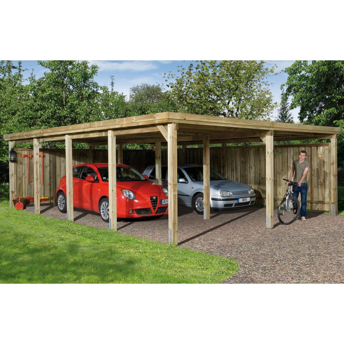 Weka Flachdach-Doppelcarport 618 552 x 760 cm