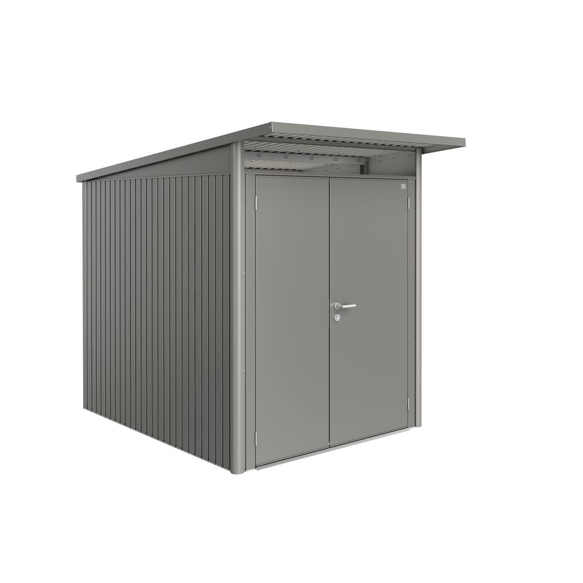 Biohort Gerätehaus AvantGarde A2 quarzgrau metallic mit Doppeltür schmal