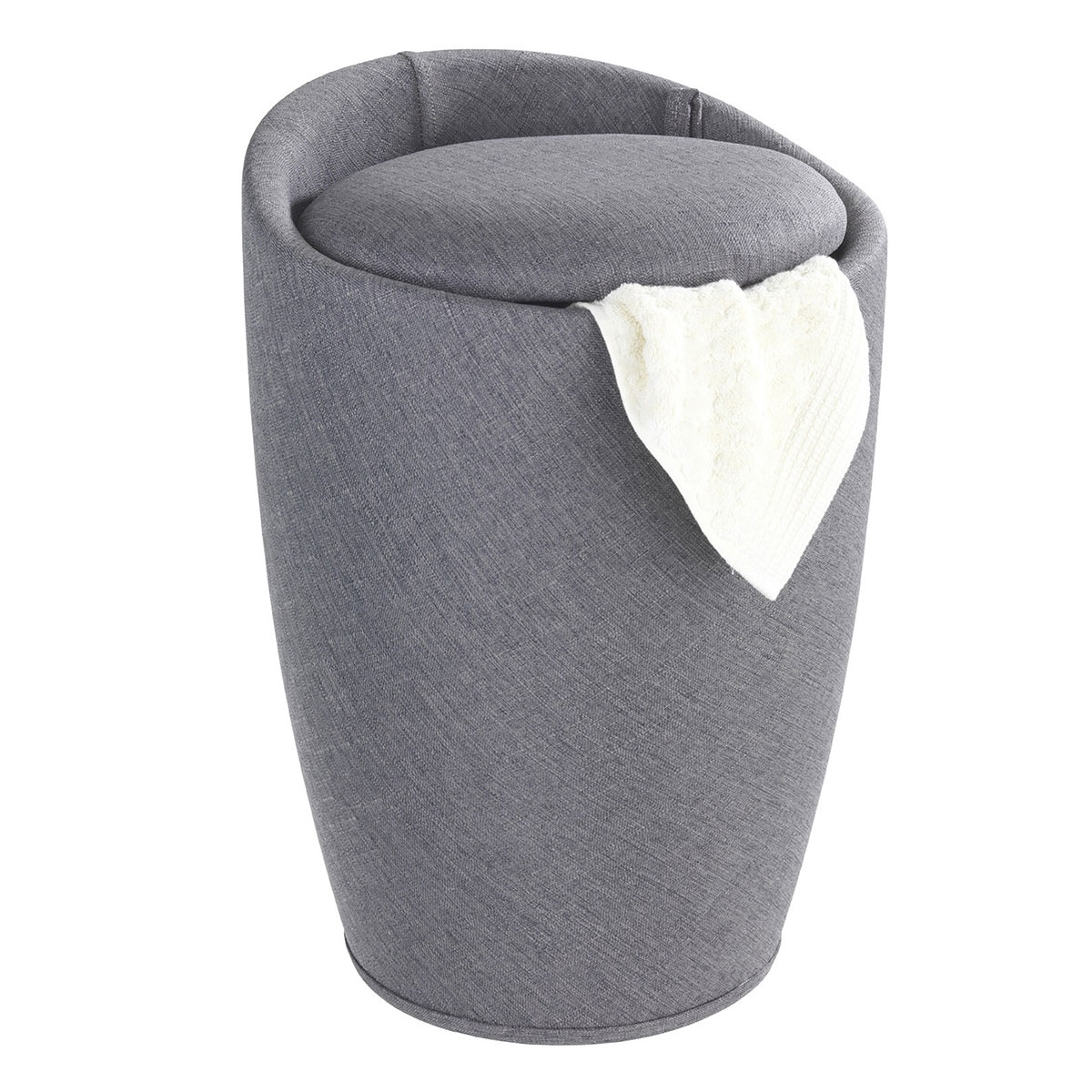 Wenko Hocker Candy Grey Leinenoptik mit Wäschesack Badhocker mit abnehmbarem Wäschesammler