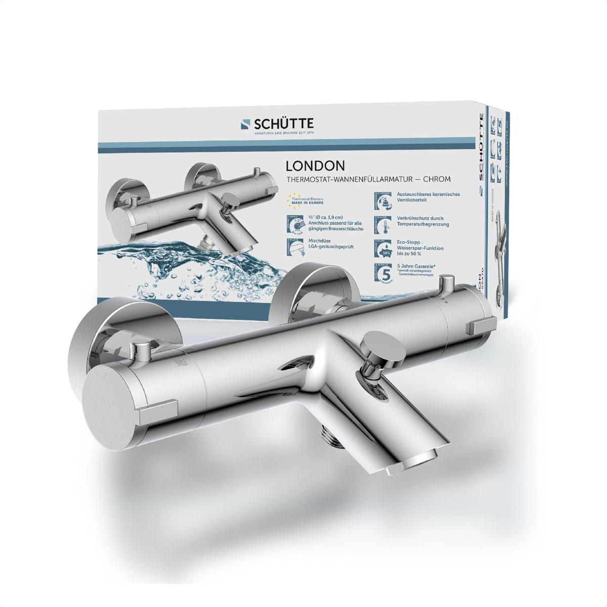Schütte  Wannenfüllarmatur „London“ chrom Thermostat Bild 1