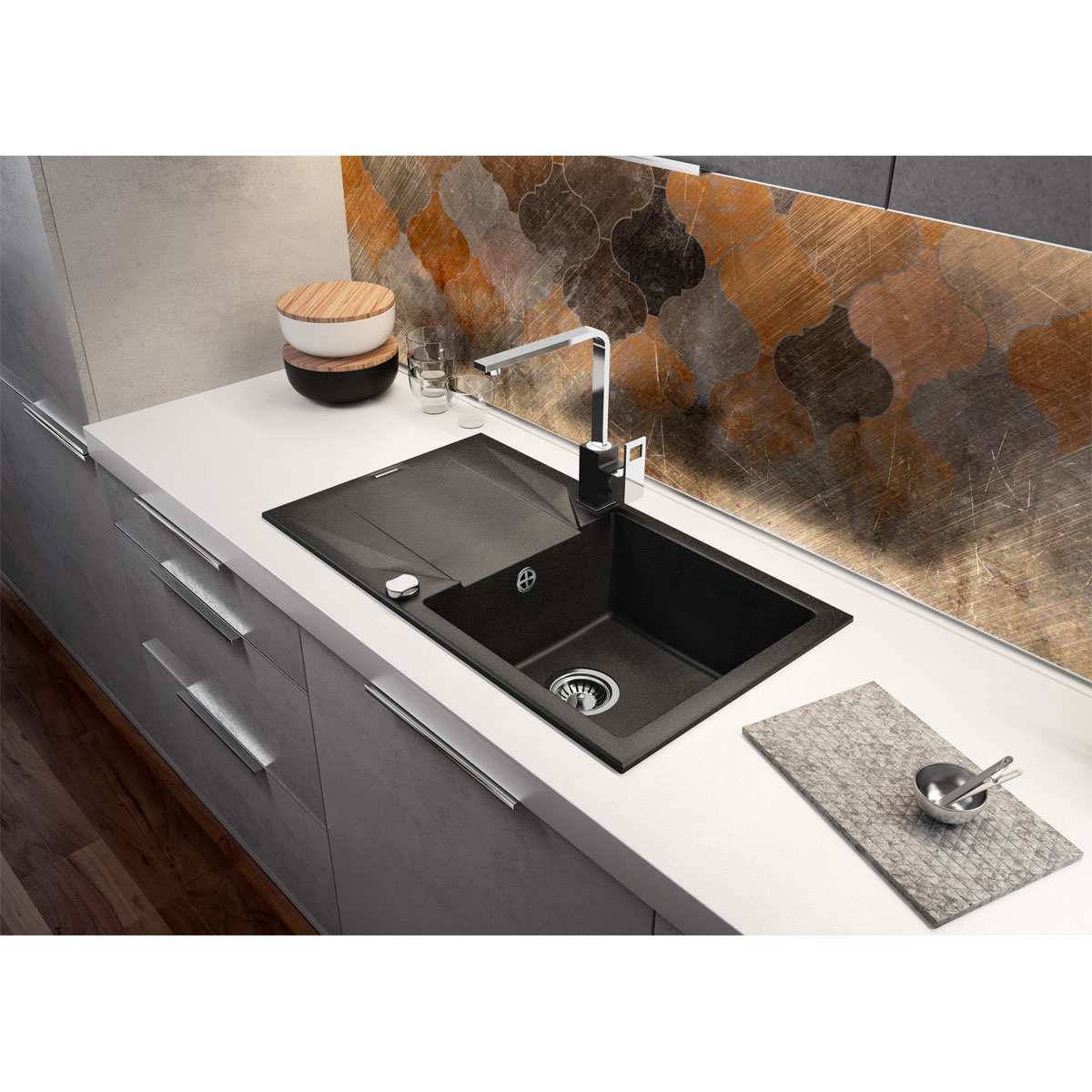 deante Granit-Einbauspüle Evora graphite 78 x 44 x 19,3 cm Bild 2