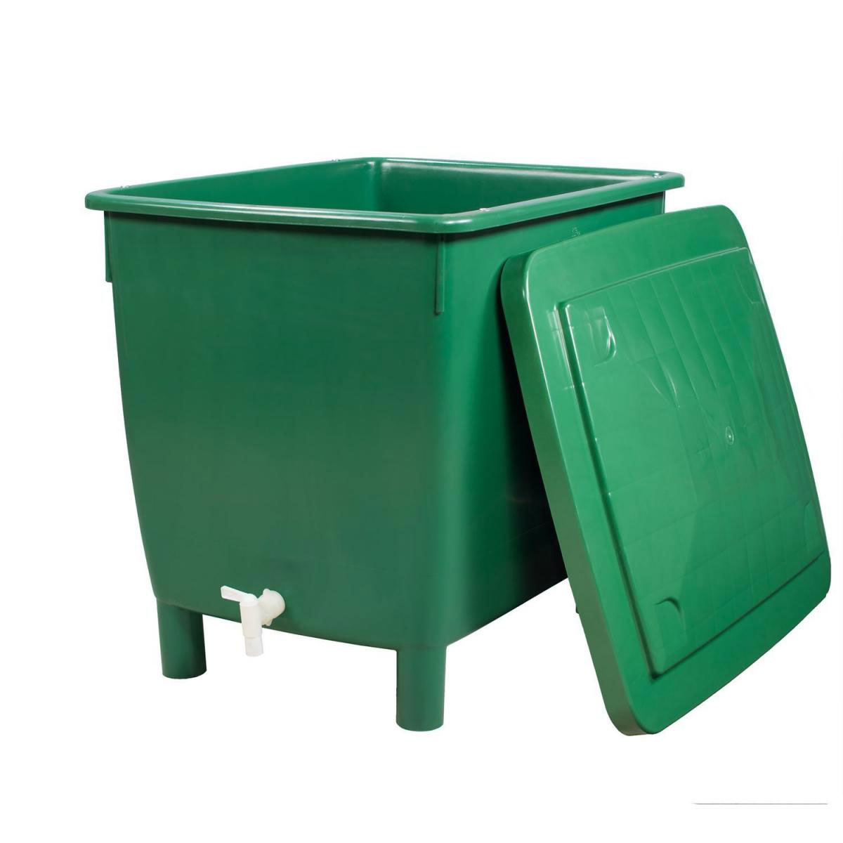 Garantia Regentonne eckig 400 L grün inkl Deckel und Auslaufhahn Bild 2