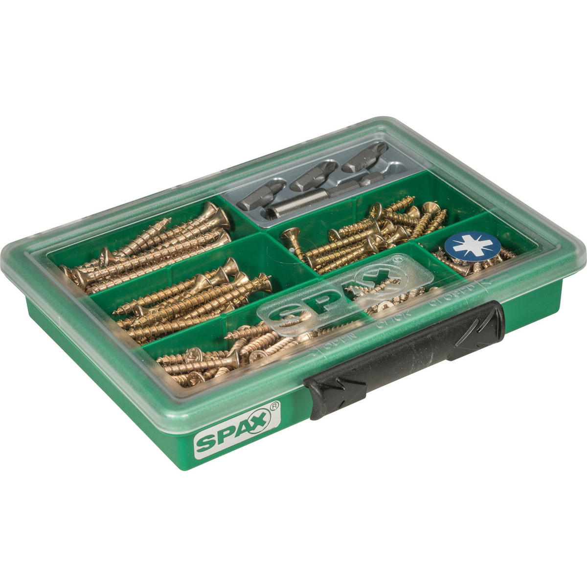 Spax Sortiments-Box Yellox mit Bits 199-teilig Spax Sortiments-Box Yellox mit Bits 199-teilig