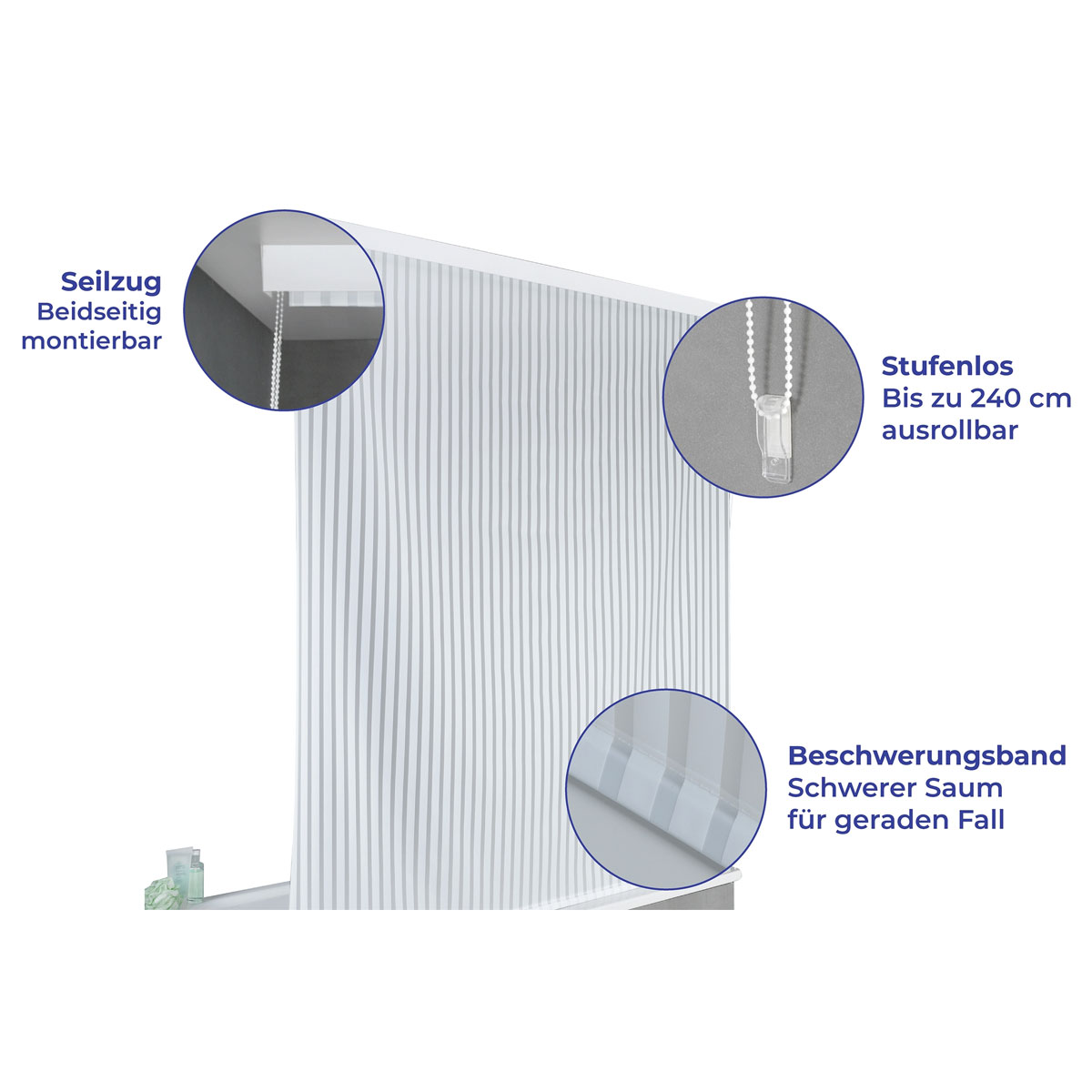 Wenko  Duschrollo 128 x 240 cm schnelltrocknendes Rollo für Dusche und Badewanne Bild 5