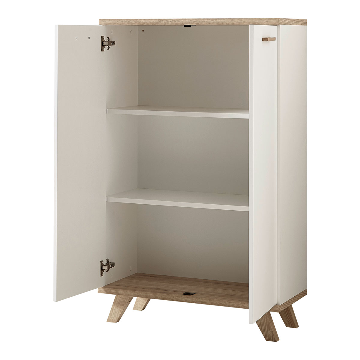 Aktenschrank Helsinki skandinavisches Design 75 x 122 x 37 cm weiß/Sanremo-Eiche-Nachbildung Bild 2