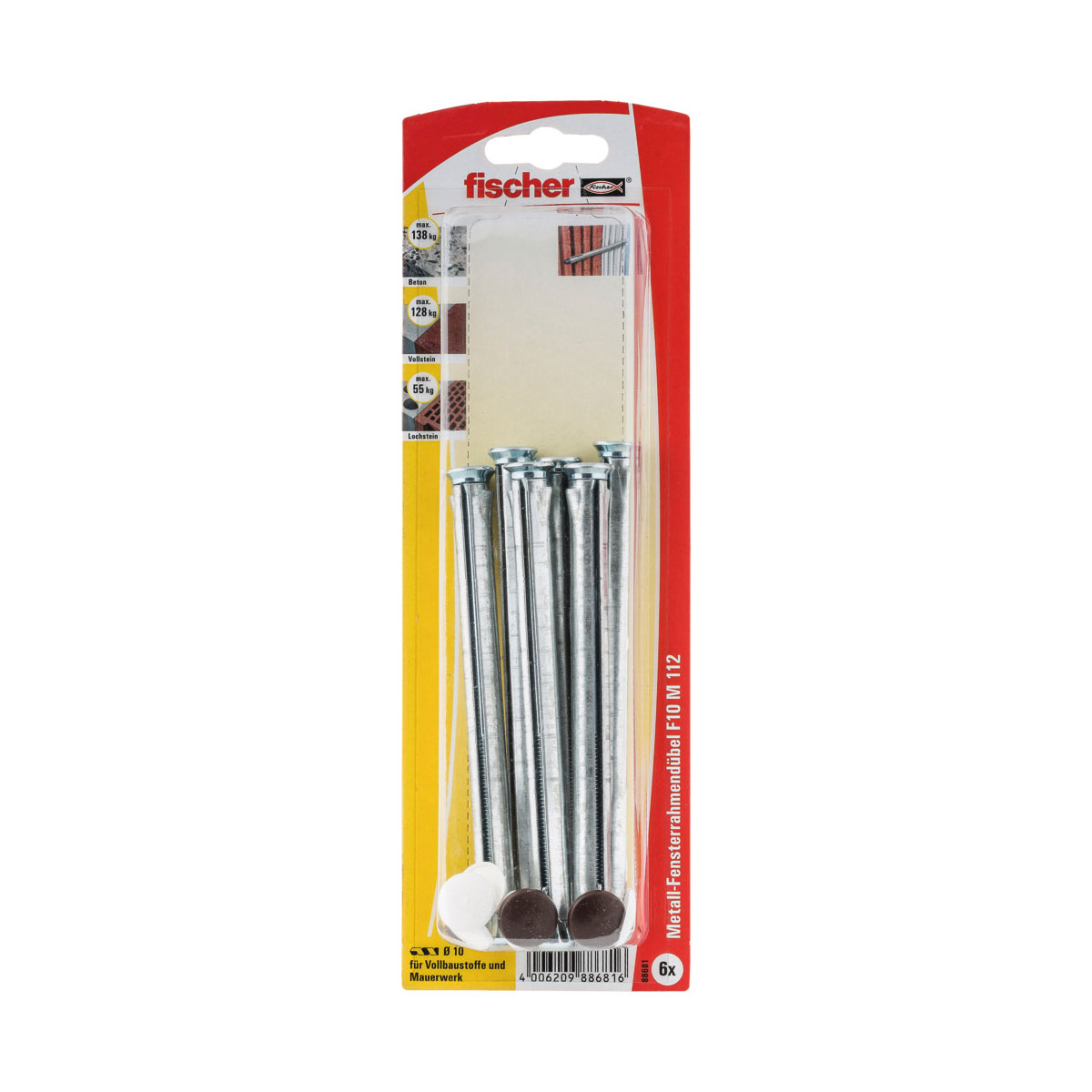 Fischer  Fensterrahmendübel F 10 M 112 mm 6 Stück
