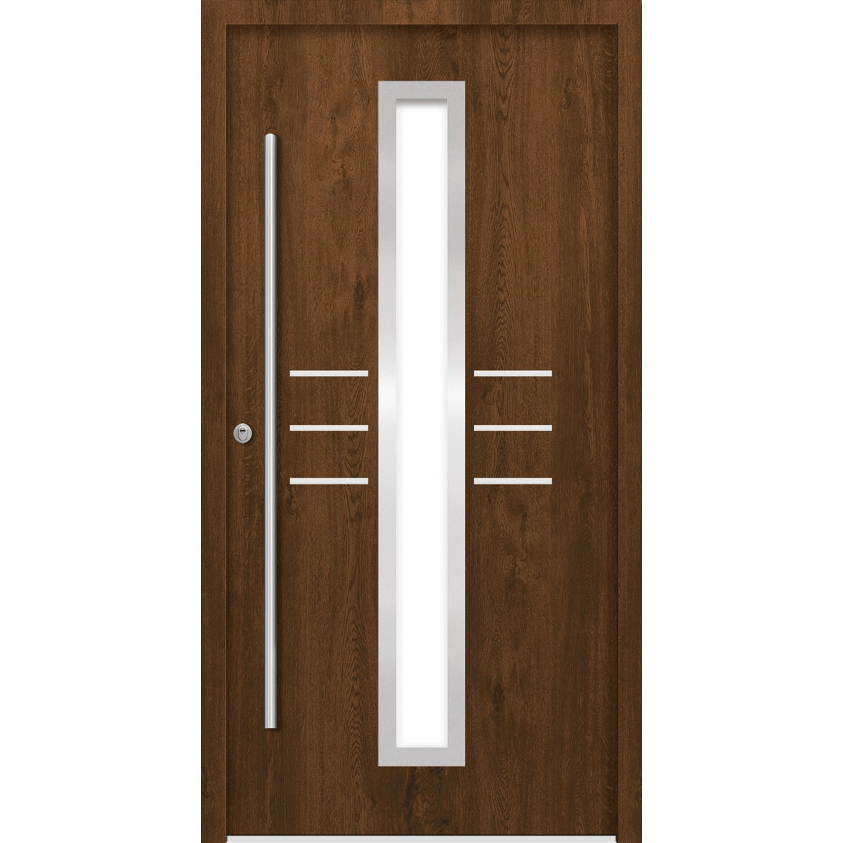 SplenDoor Premium-Haustür Passivedoor Lund RC2 energiesparend einbruchsicher nussbaum 110 x 210 cm links