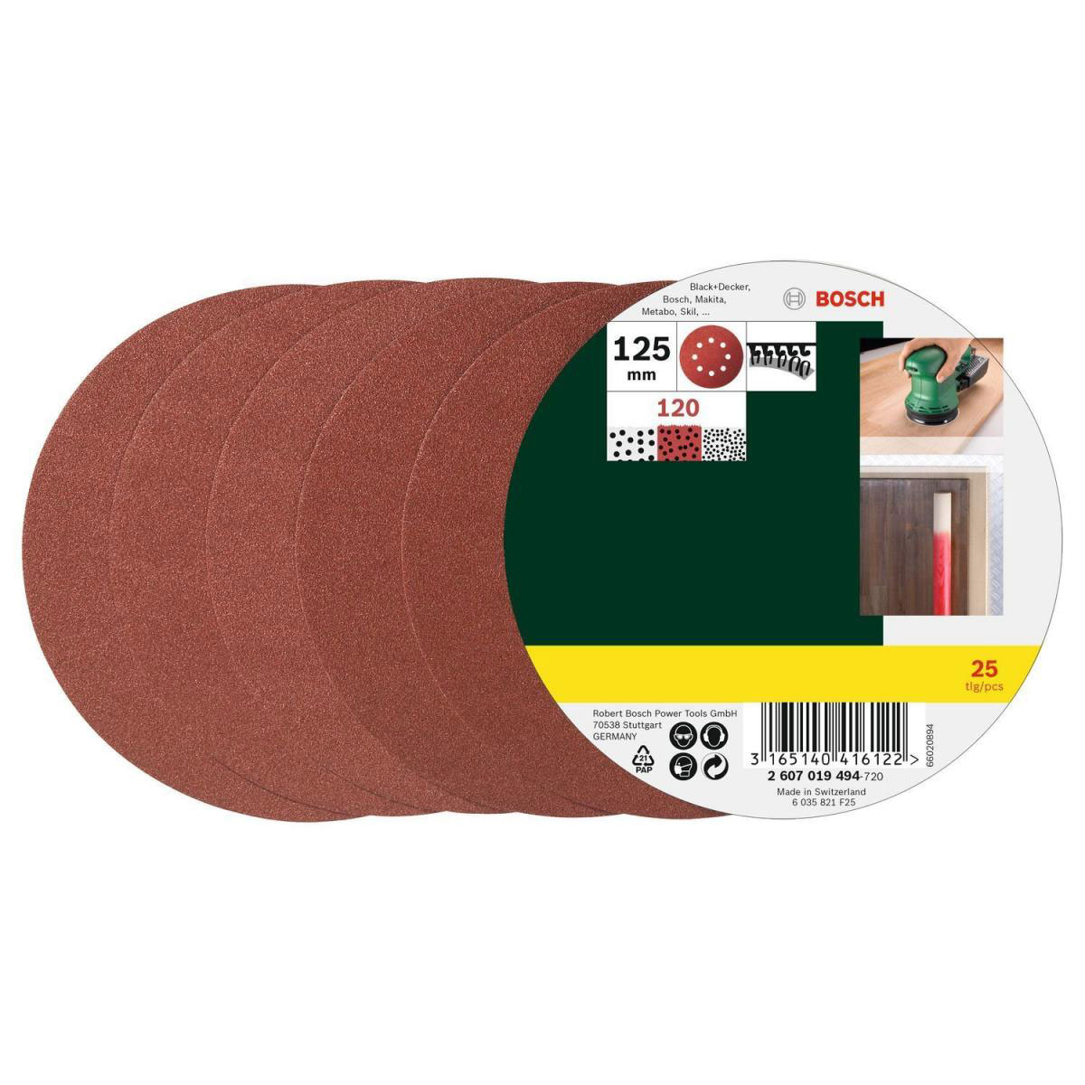Bosch  Exzenterschleifblätter 12,5 cm P120 25 Stück Bild 1