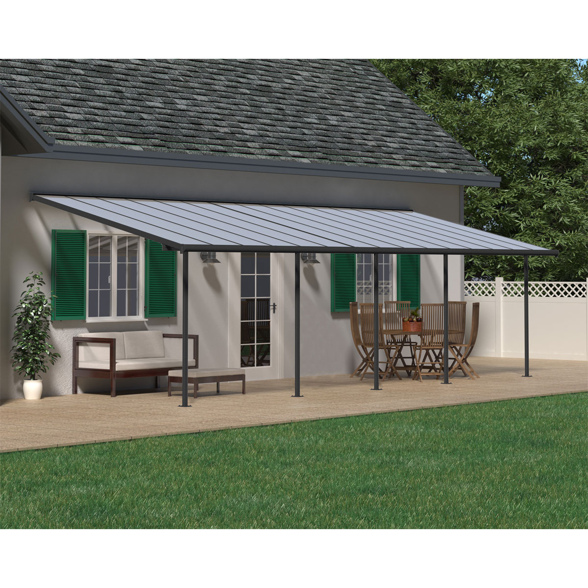 Palram Canopia Sierra Alu Terrassenüberdachung Polycarbonat 3x9 m grau Bild 1
