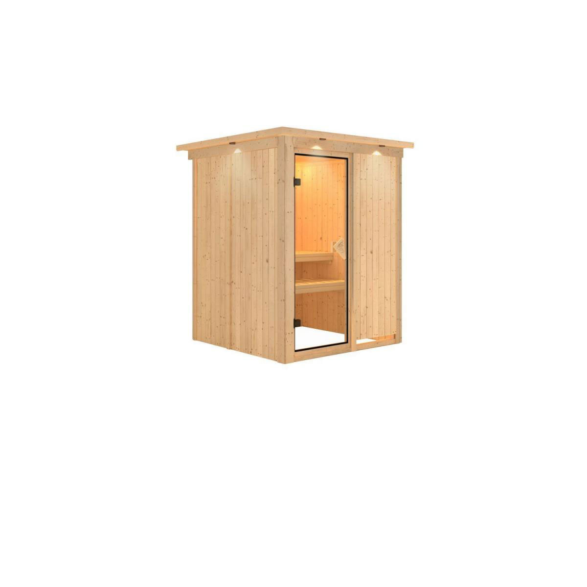 Karibu Systemsauna Norin 68 mm ohne Ofen mit Kranz Bild 2